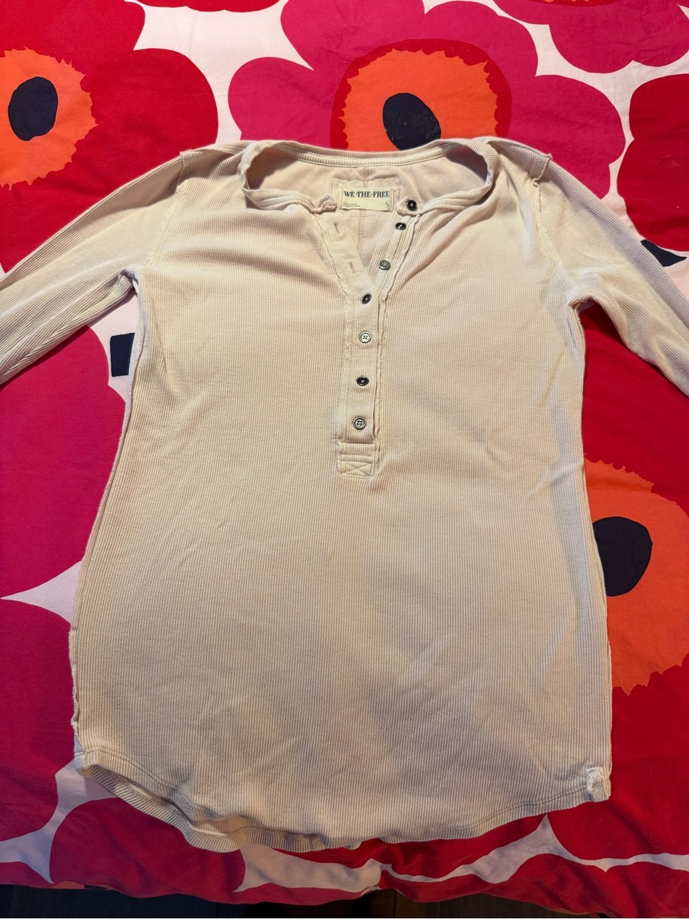 We The Free Pink Quartz Long Sleeve Henley Top